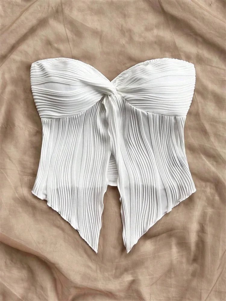 Twist Knot Front Crop Top for Women Summer Sexy Off the Shoulde...