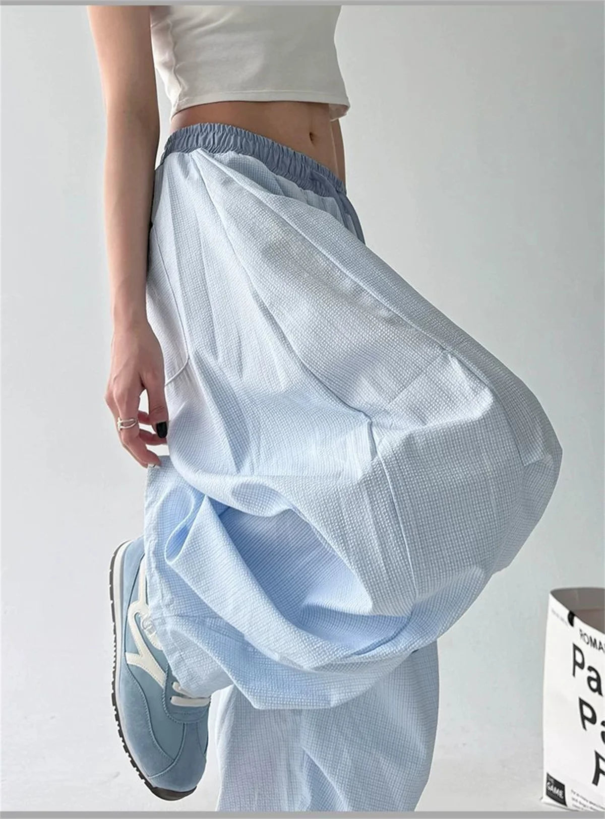 Y2K Striped Women Long Pants Summer Streetwear Loose Breathable Cargo Pants American Hip Hop Fashion Scimitar Trousers New