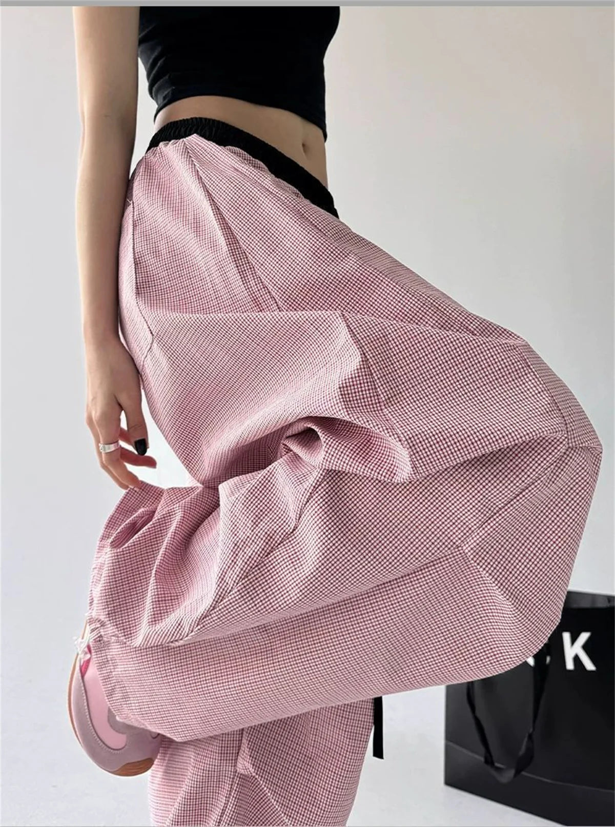 Y2K Striped Women Long Pants Summer Streetwear Loose Breathable Cargo Pants American Hip Hop Fashion Scimitar Trousers New