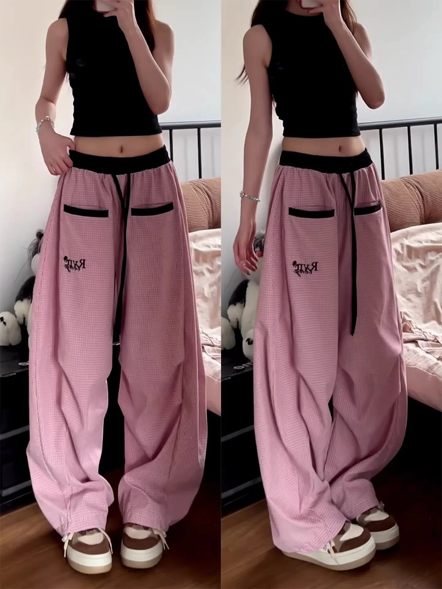 Y2K Striped Women Long Pants Summer Streetwear Loose Breathable Cargo Pants American Hip Hop Fashion Scimitar Trousers New