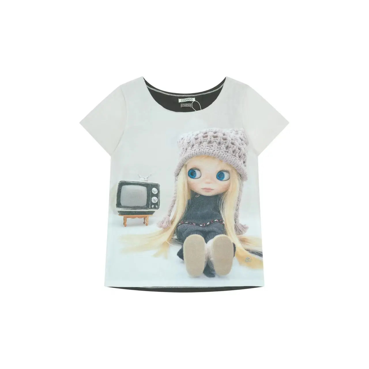 Coyseio Star Printed Short Sleeve Women's New Style Small Cloth Doll Co branded Shoulder Loose T-shirt for Women