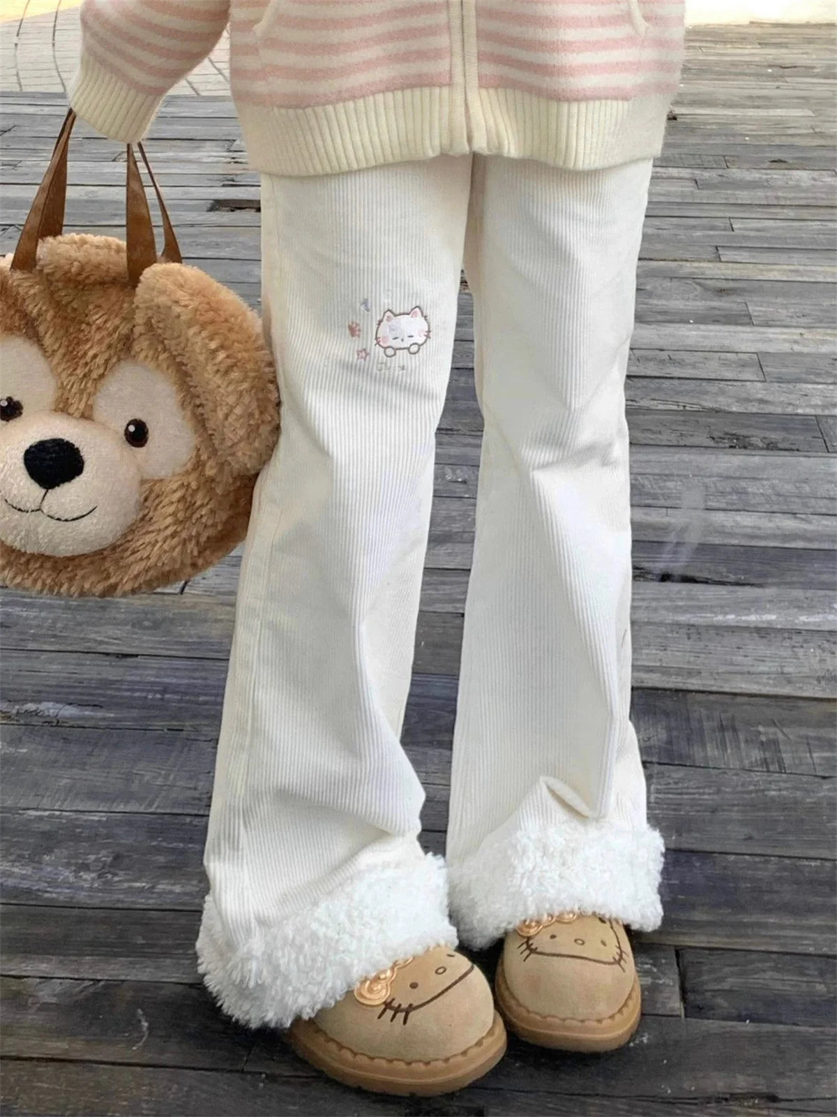 Ins Y2K Japanese Kawaii Full Length Pants Women Cartoon Pattern Casual Trousers Harajuku Aesthetic Subculture Autumn Sweat Pants