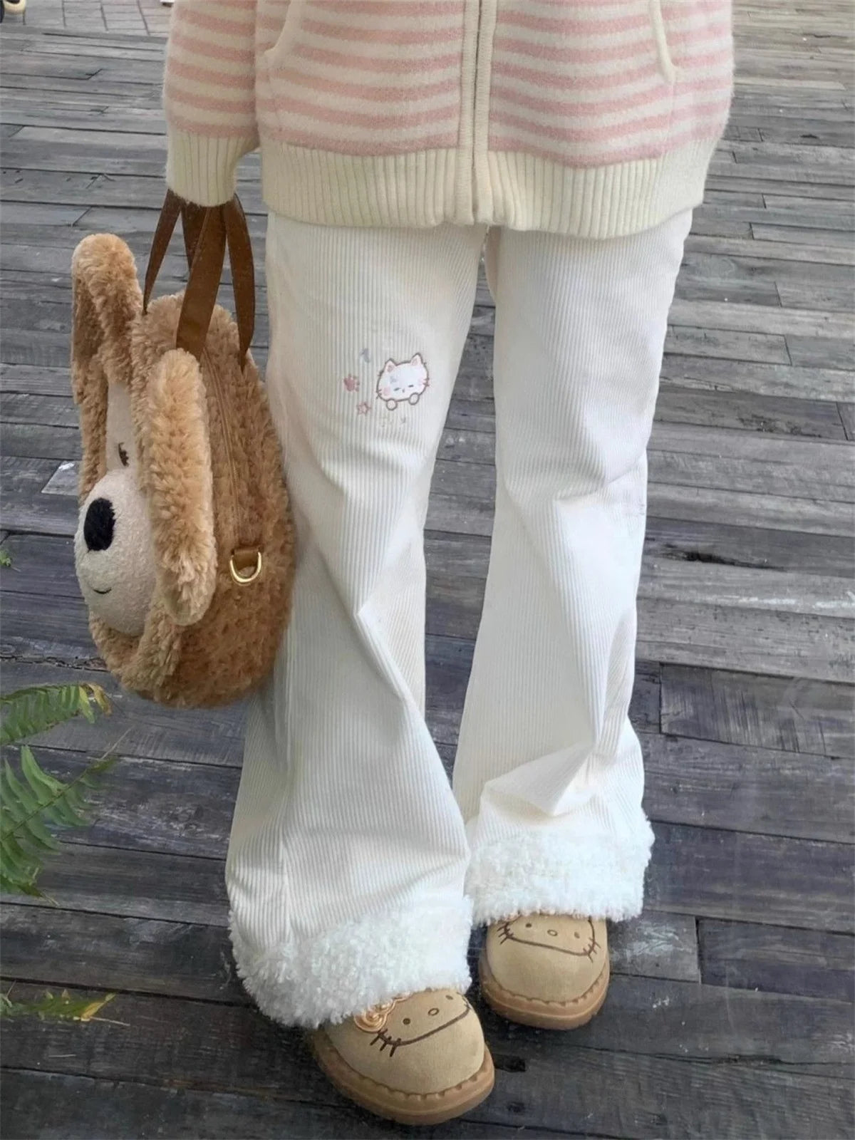 Ins Y2K Japanese Kawaii Full Length Pants Women Cartoon Pattern Casual Trousers Harajuku Aesthetic Subculture Autumn Sweat Pants